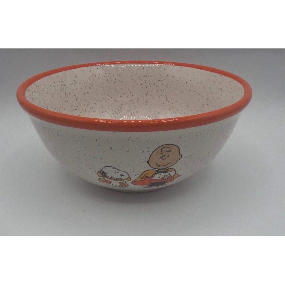 Rae Dunn x Peanuts Charlie Brown Snoopy Fall Bowl Orange Rim 6" Ceramic